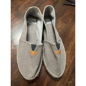 Toni Pons Espadrille Flats Taupe Canvas Slip On Shoes Spain 39